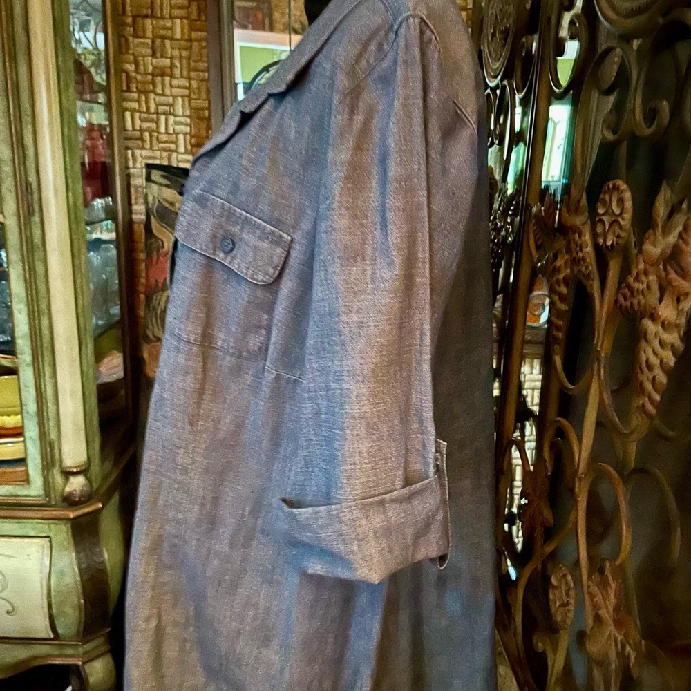 Nice Versatile Coldwater Creek Chambray Blue Denim Shirt or Over Tee “Jacket” 1X - Picture 6 of 8